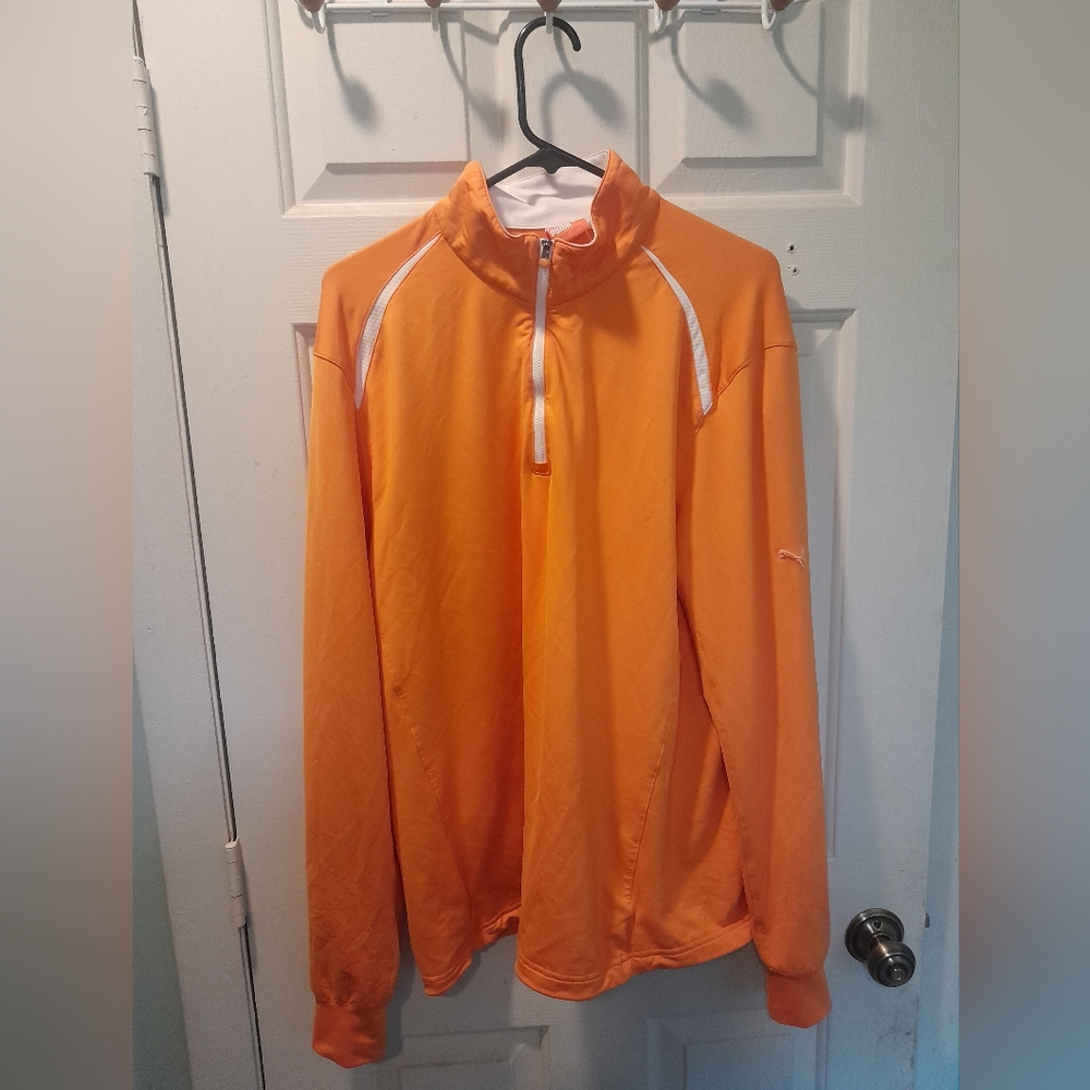 Orange Puma Zip Pullover